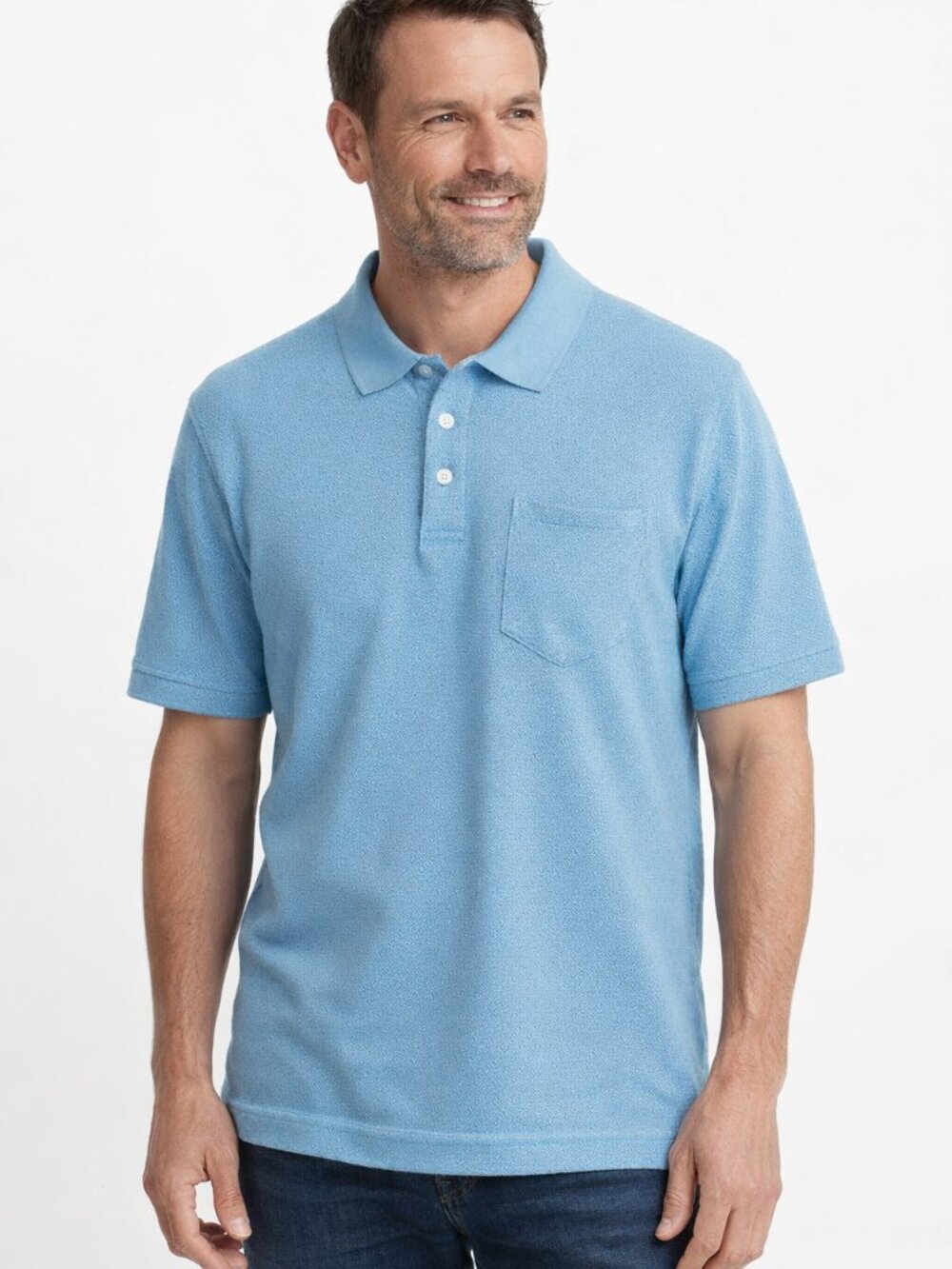 George Men’s Blue Patterned Polo Shirt Short Sleeve Size Large (42–44)